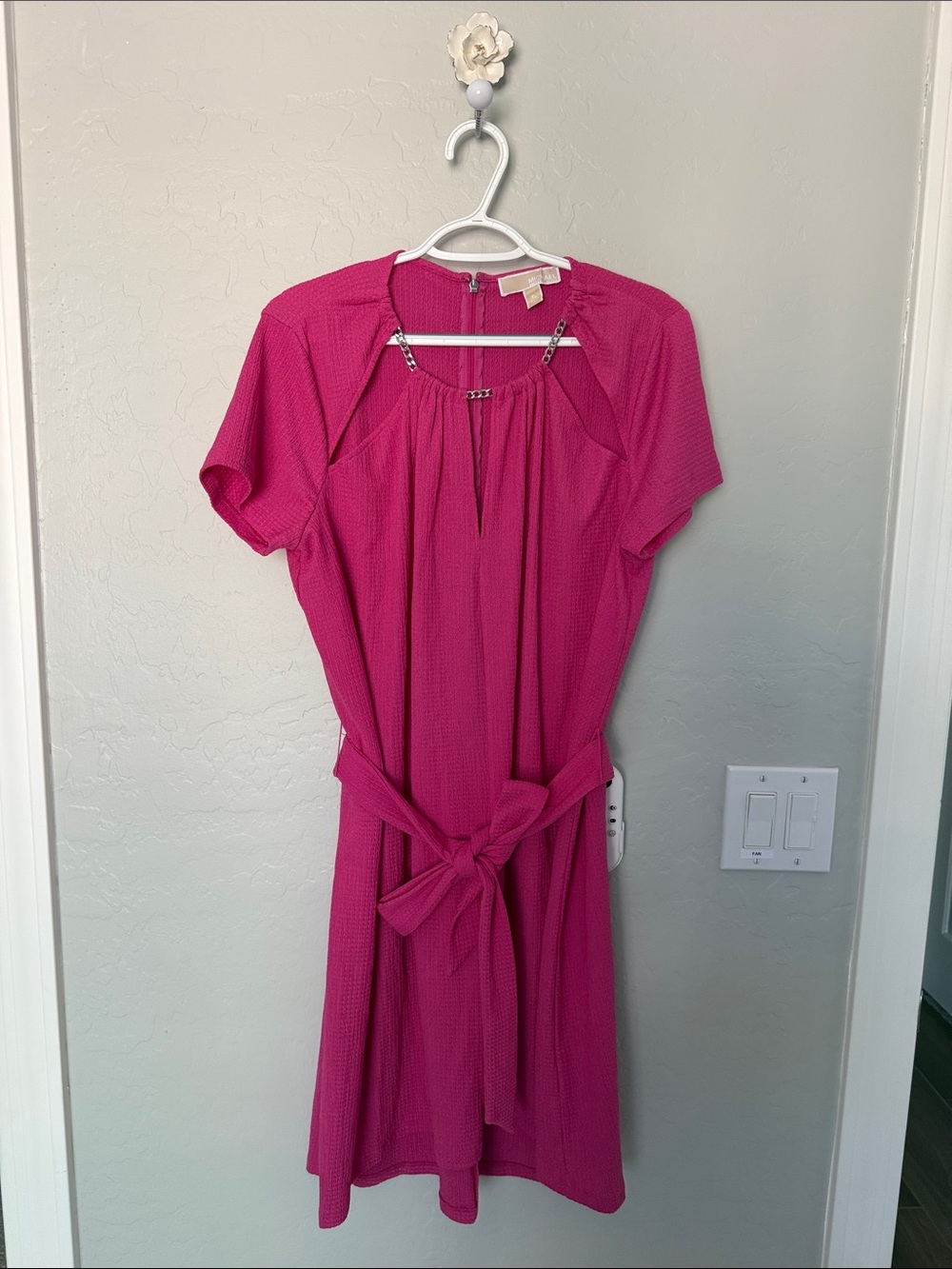 Michael Kors Hot Pink Belted Midi Dress